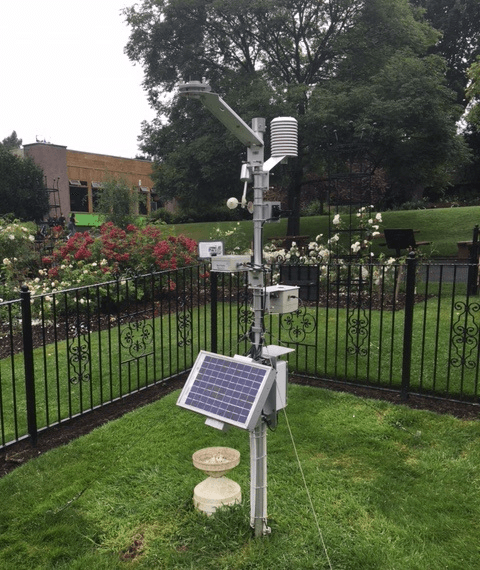 Weather station with multiple sensors and solar panel
