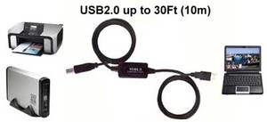 30ft USB2.0 Active Repeater Cable, A-Male/B-Male-Image