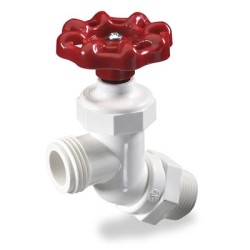 45° White PVC Inlet Hose Bibb Valve-Image
