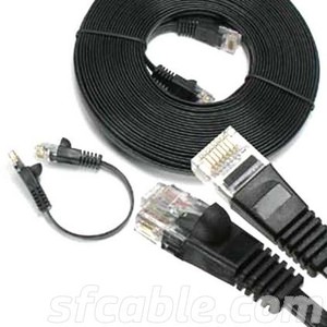 45 ft CAT6 550MHz Flat Patch Cable Black-Image