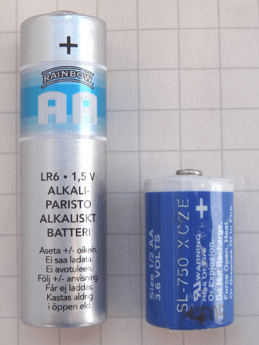 AAAA, 1/2 AA batteries via Lead Holder