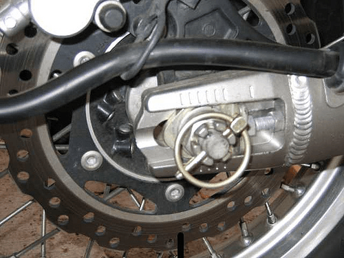 Linch pin on motorcycle axle motorbike 