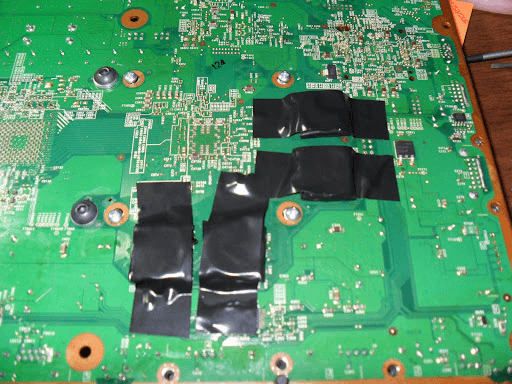 Electrical tape on circuit board