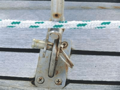 Clevis pin attaching sailboat sigging