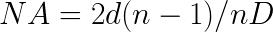 ball lens numerical aperture formula