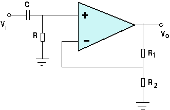 Single-pole active high pass filter hpf schematic