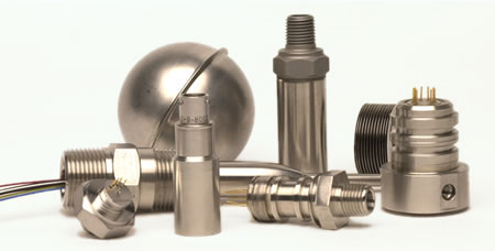 Samples of sensors, bellows and switches, hermetically sealed and leak checked.