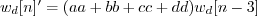 $w_d[n]' = (aa + bb + cc + dd) w_d[n-3]$