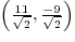 $\left(\frac{11}{\sqrt{2}}, \frac{-9}{\sqrt{2}}\right)$