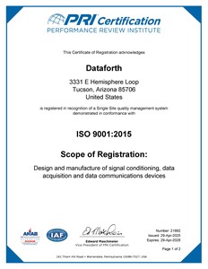 Dataforth's Quality Management Certification-Image