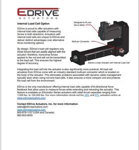 Internal Load Cell Option from EDrive Actuators, Inc.