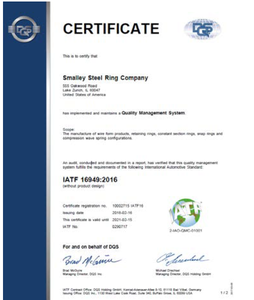 Smalley attains IATF 16949:2016 Certification-Image