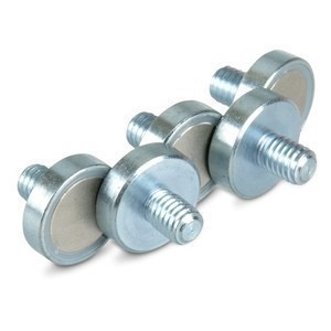 Threaded-Neck NdFeB Pot Magnets, Plating Options-Image