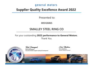 Smalley Wins 11th GM Supplier Quality Award -Image