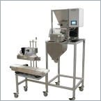 Semi-automatic weigh, fill and pouch sealing system for food